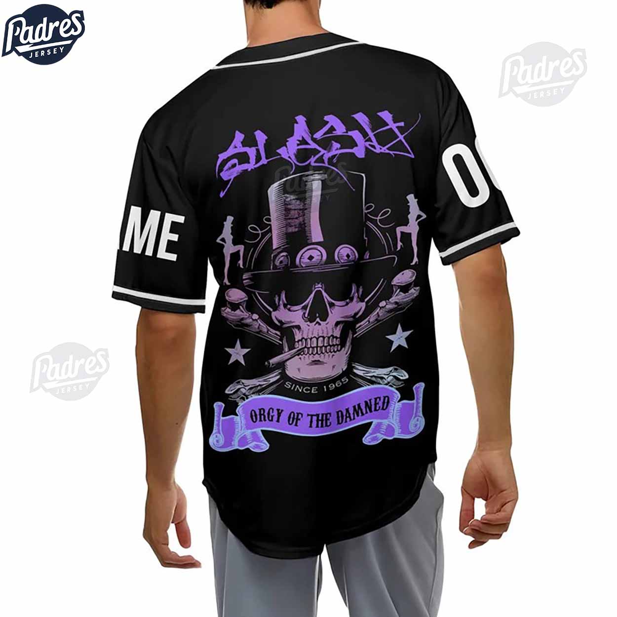 Custom Music Slash Orgy Of The Damned Baseball Jersey Style - Padres Jersey Oasis: Elevate Your Baseball Style... (Image 3)