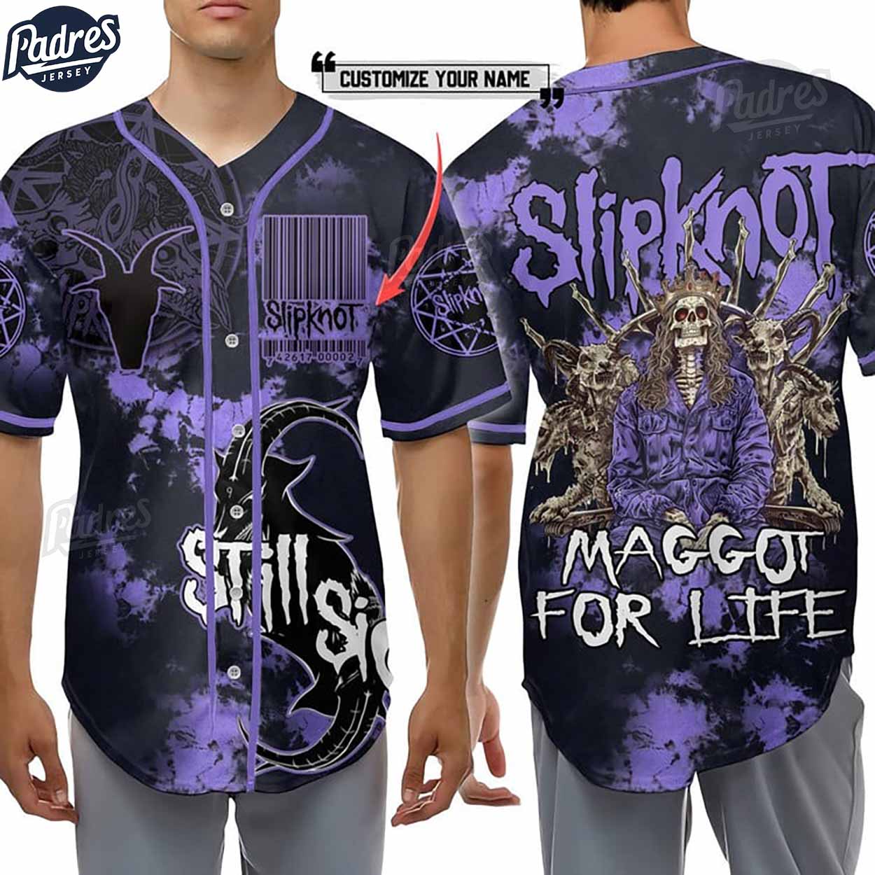 Custom Music Slipknot Pulse Of The Maggots Baseball Jersey Style - Padres Jersey Oasis: Elevate Your Baseball... (Image 1)