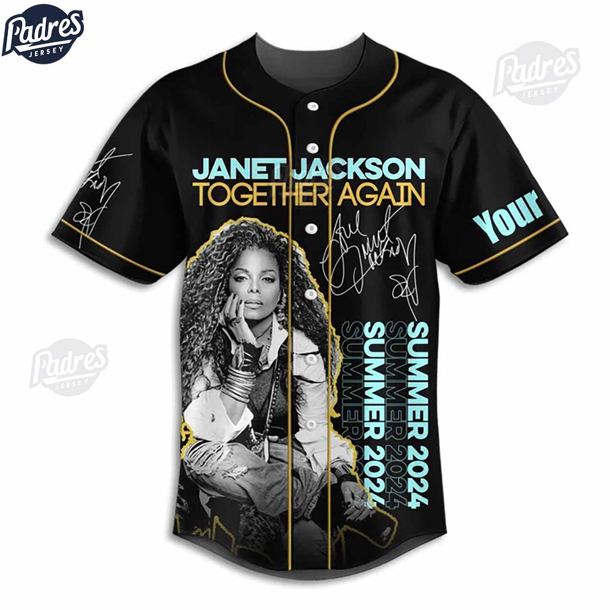 Custom Music Summer Tour 2024 Janet Jackson Baseball Jersey - Padres Jersey Oasis: Elevate Your Baseball Style... (Image 2)