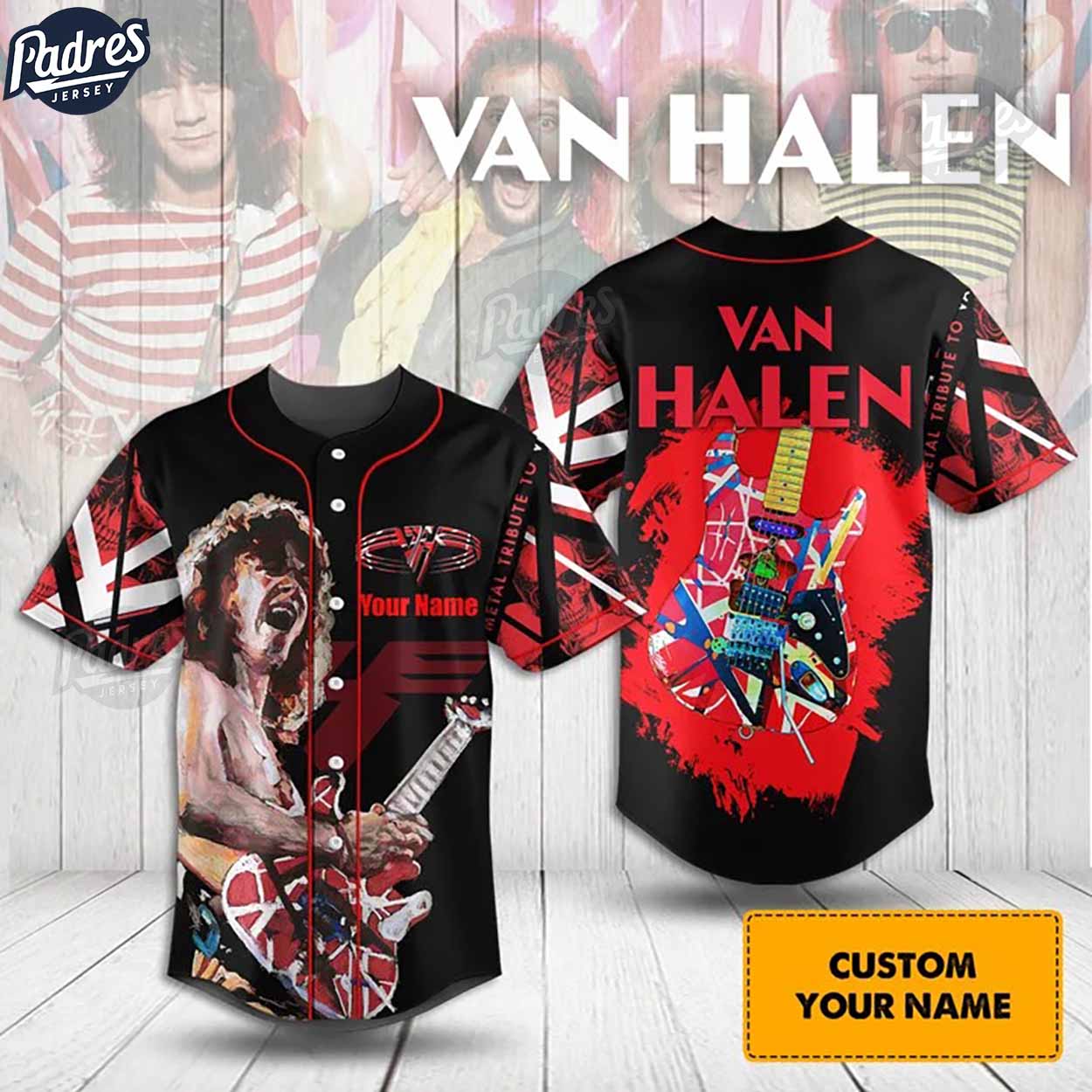 Custom Music Van Halen Baseball Jersey Style - Padres Jersey Oasis: Elevate Your Baseball Style Game T-Shirts,... (Image 1)