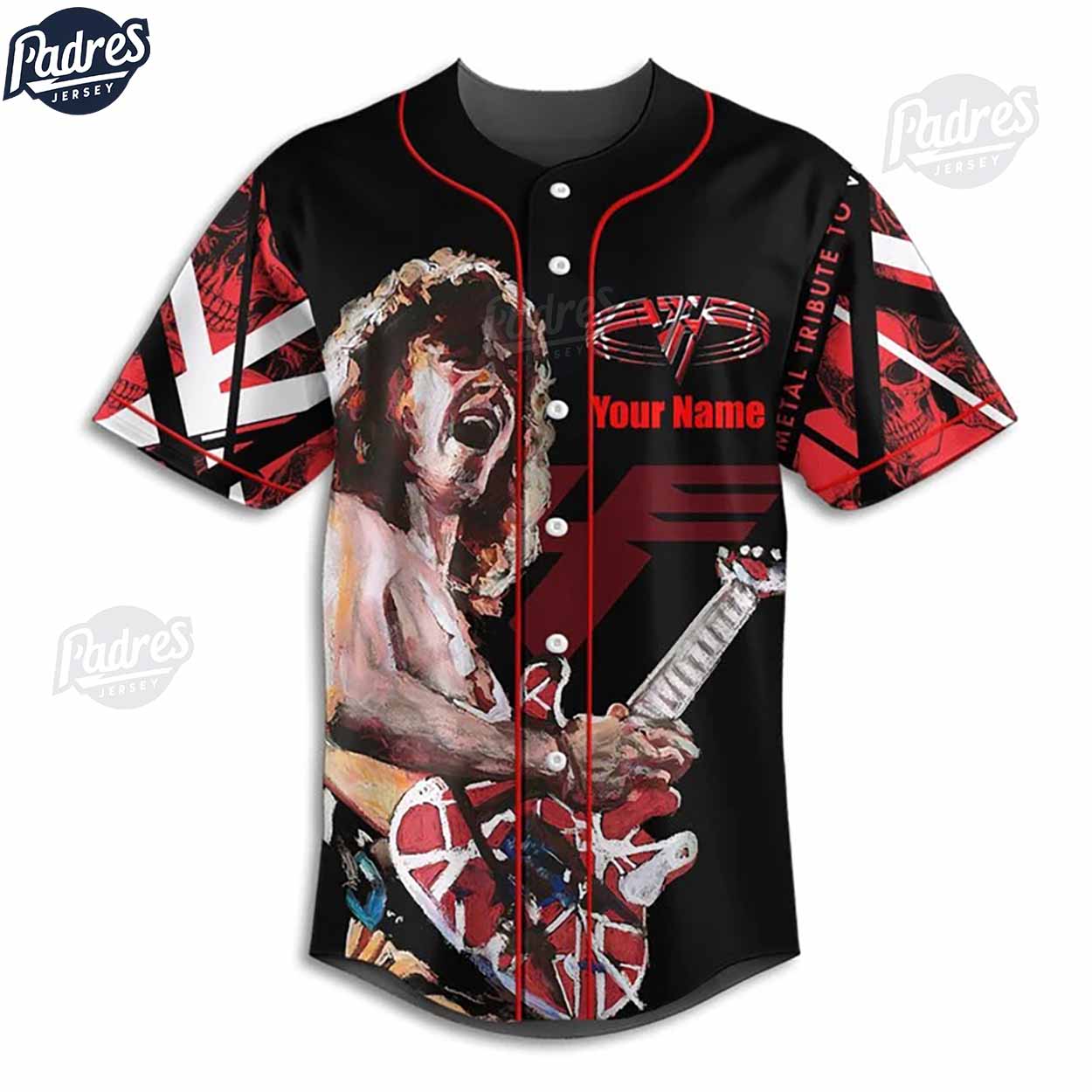 Custom Music Van Halen Baseball Jersey Style - Padres Jersey Oasis: Elevate Your Baseball Style Game T-Shirts,... (Image 2)