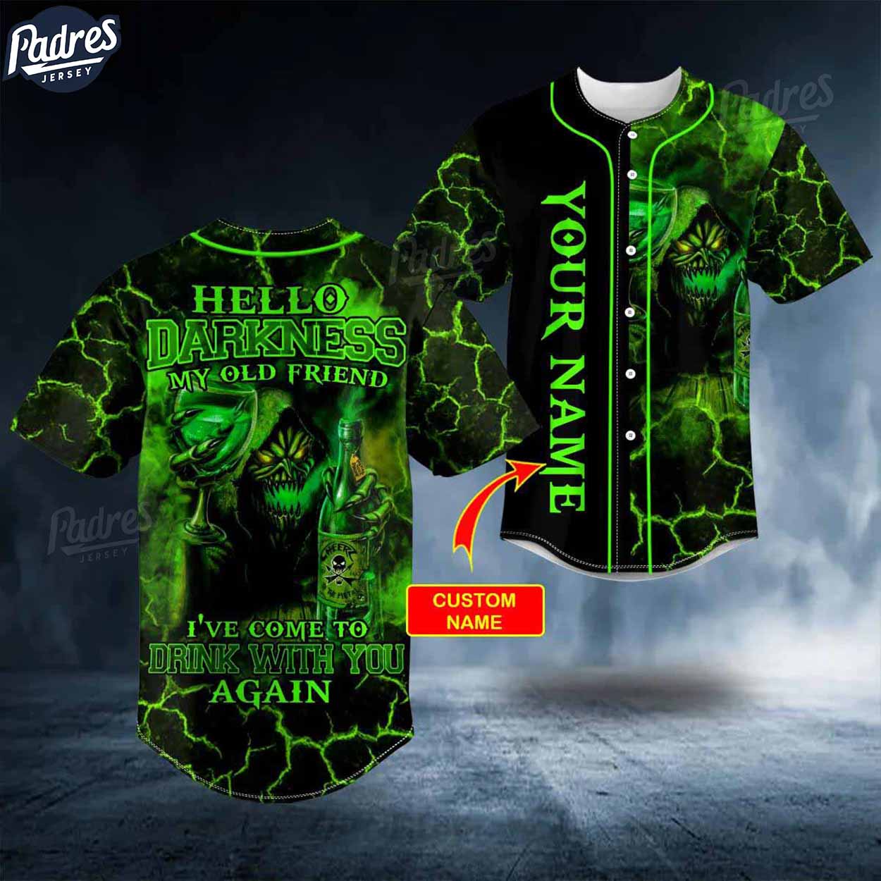 Custom My Old Friend Drink Green Grim Reaper Monster Skull Baseball Jersey - Padres Jersey Oasis: Elevate Your Baseball...