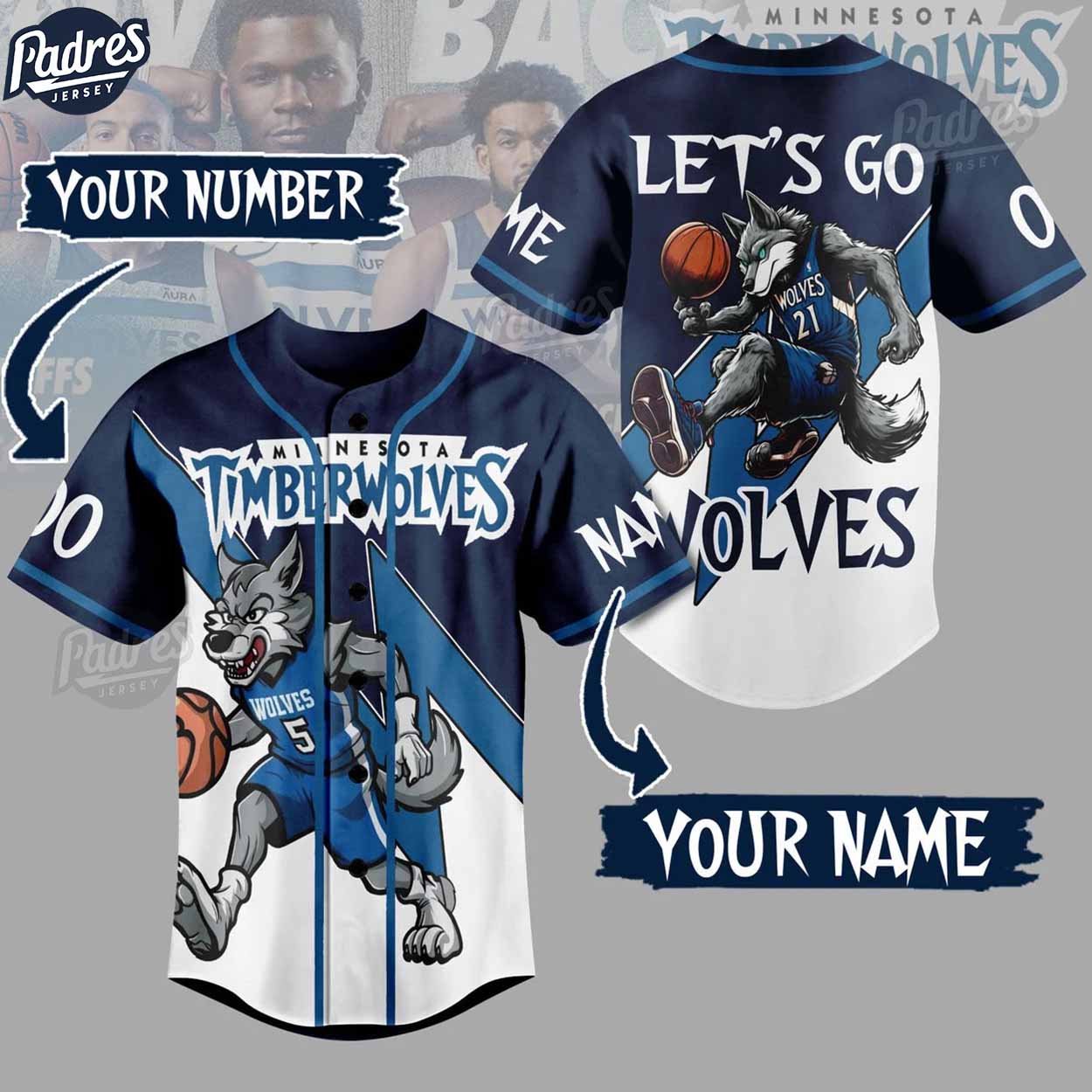 Custom NBA Minnesota Timberwolves Baseball Jersey Style - Padres Jersey Oasis: Elevate Your Baseball Style Game... (Image 1)