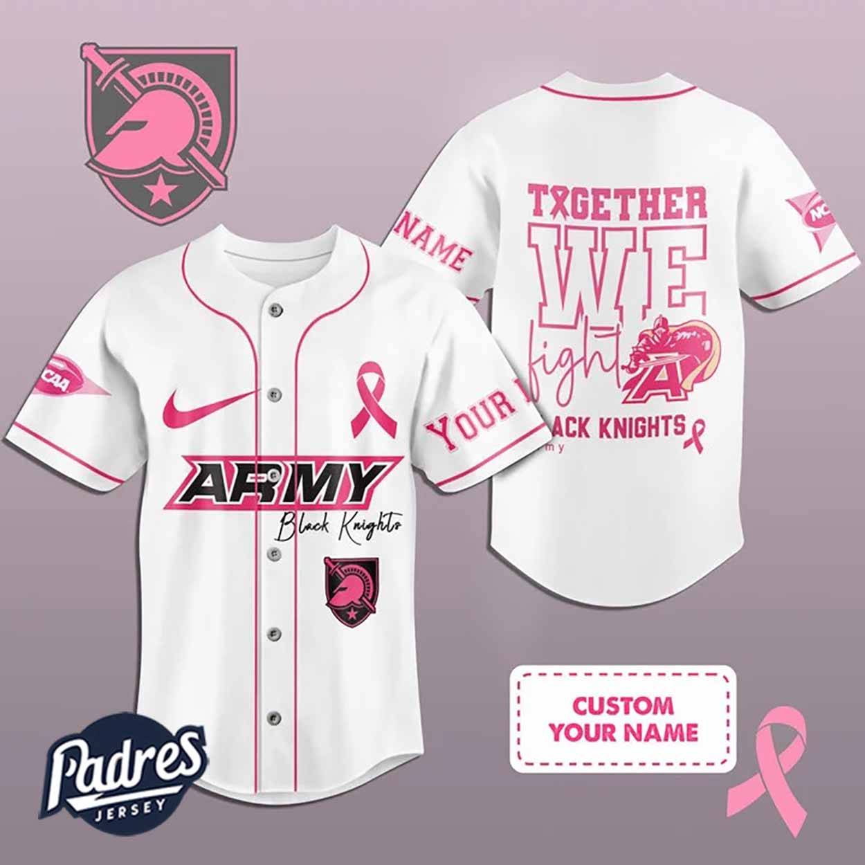 Custom NCAA Army Black Knights Breast Cancer Baseball Jersey - Padres Jersey Oasis: Elevate Your Baseball Style... (Image 1)