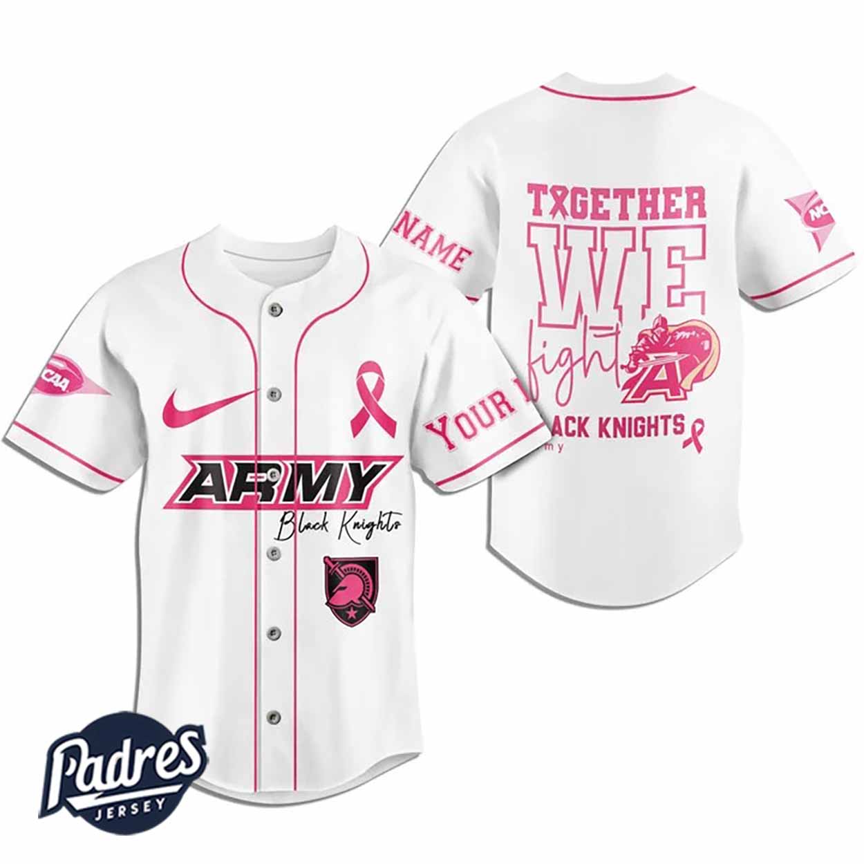 Custom NCAA Army Black Knights Breast Cancer Baseball Jersey - Padres Jersey Oasis: Elevate Your Baseball Style... (Image 2)