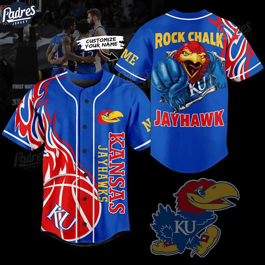Custom NCAA Basketball Kansas JayHawks Baseball Jersey - Padres Jersey Oasis: Elevate Your Baseball Style Game... (Image 1)