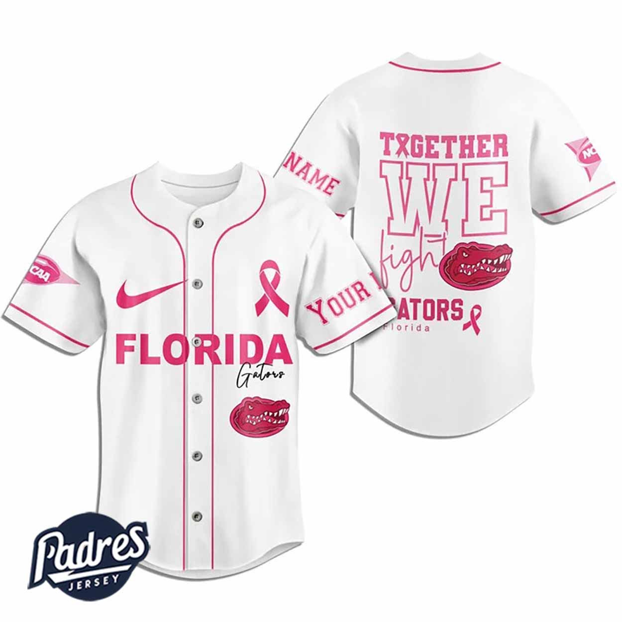 Custom NCAA Florida Gators Breast Cancer Baseball Jersey - Padres Jersey Oasis: Elevate Your Baseball Style... (Image 2)