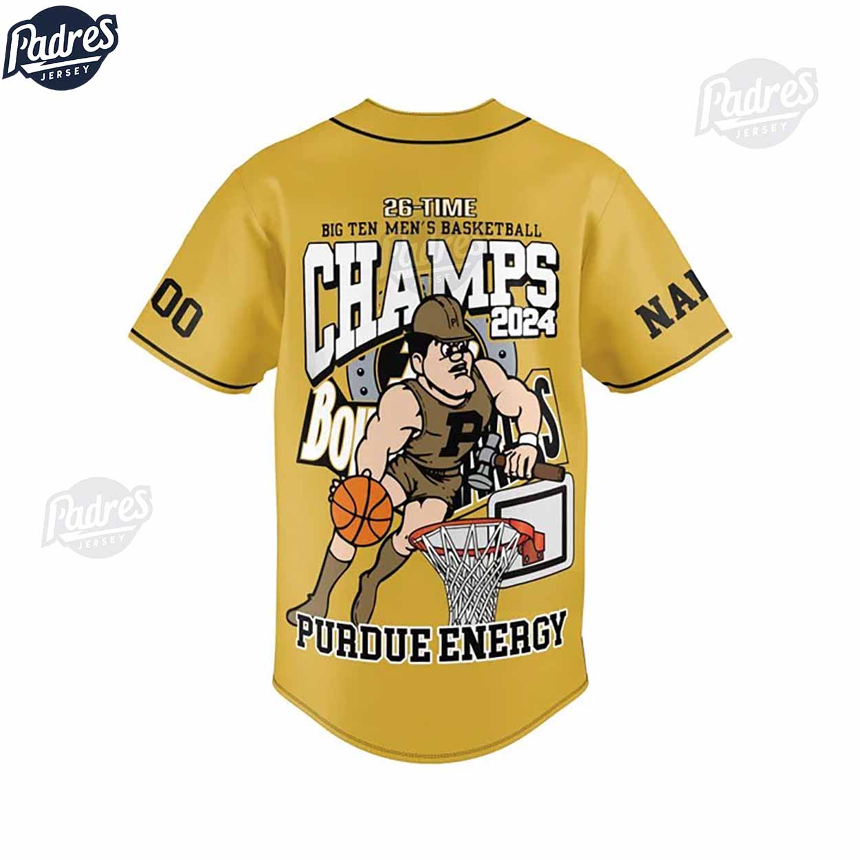 Custom NCAA Mens Basketball Champions Purdue Boilermaker Baseball Jersey - Padres Jersey Oasis: Elevate Your... (Image 3)