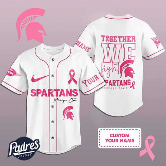 Custom NCAA Michigan State Spartans Breast Cancer Baseball Jersey - Padres Jersey Oasis: Elevate Your Baseball... (Image 1)