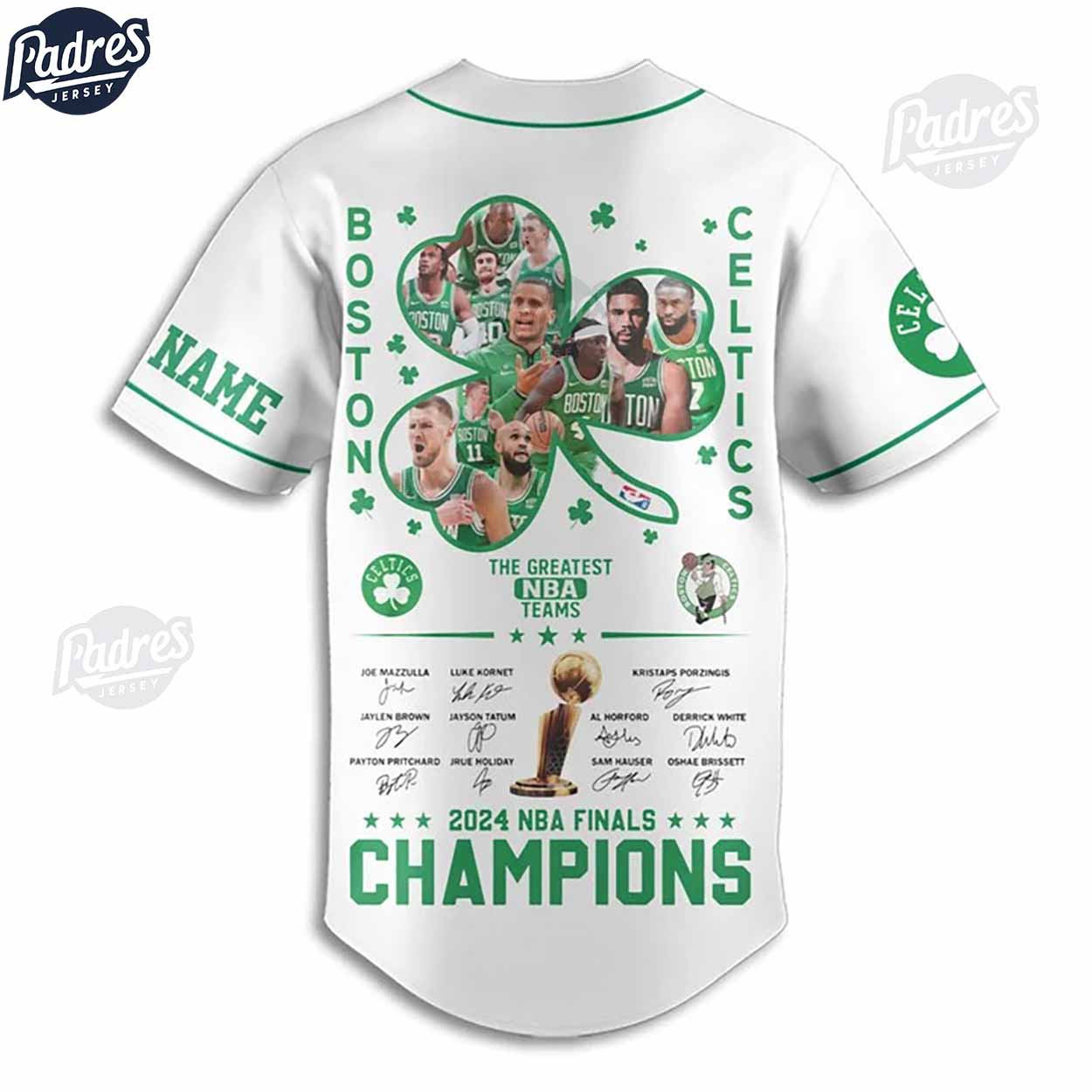Custom Name Boston Celtics Championship 2024 Baseball Jersey Style - Padres Jersey Oasis: Elevate Your Baseball... (Image 2)