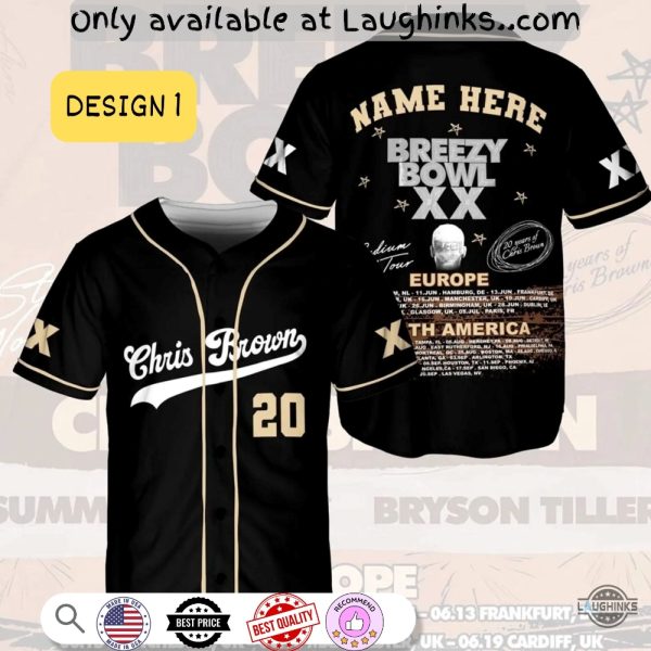 Custom Name Breezy Bowl Xx 2025 Tour Chris Brown Baseball Jersey Shirt