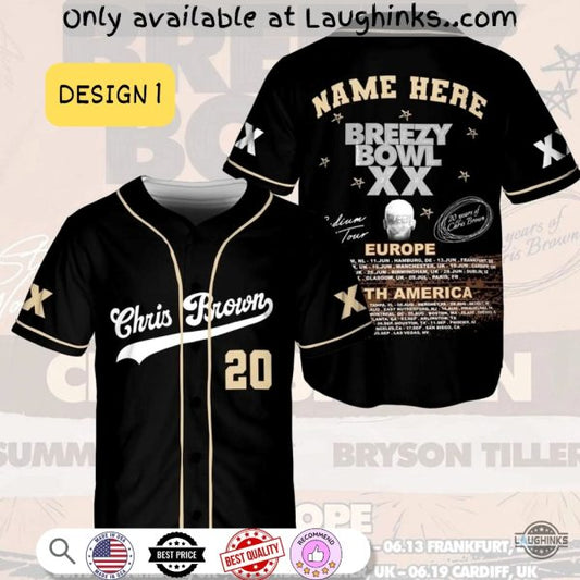 Custom Name Breezy Bowl Xx 2025 Tour Chris Brown Baseball Jersey Shirt