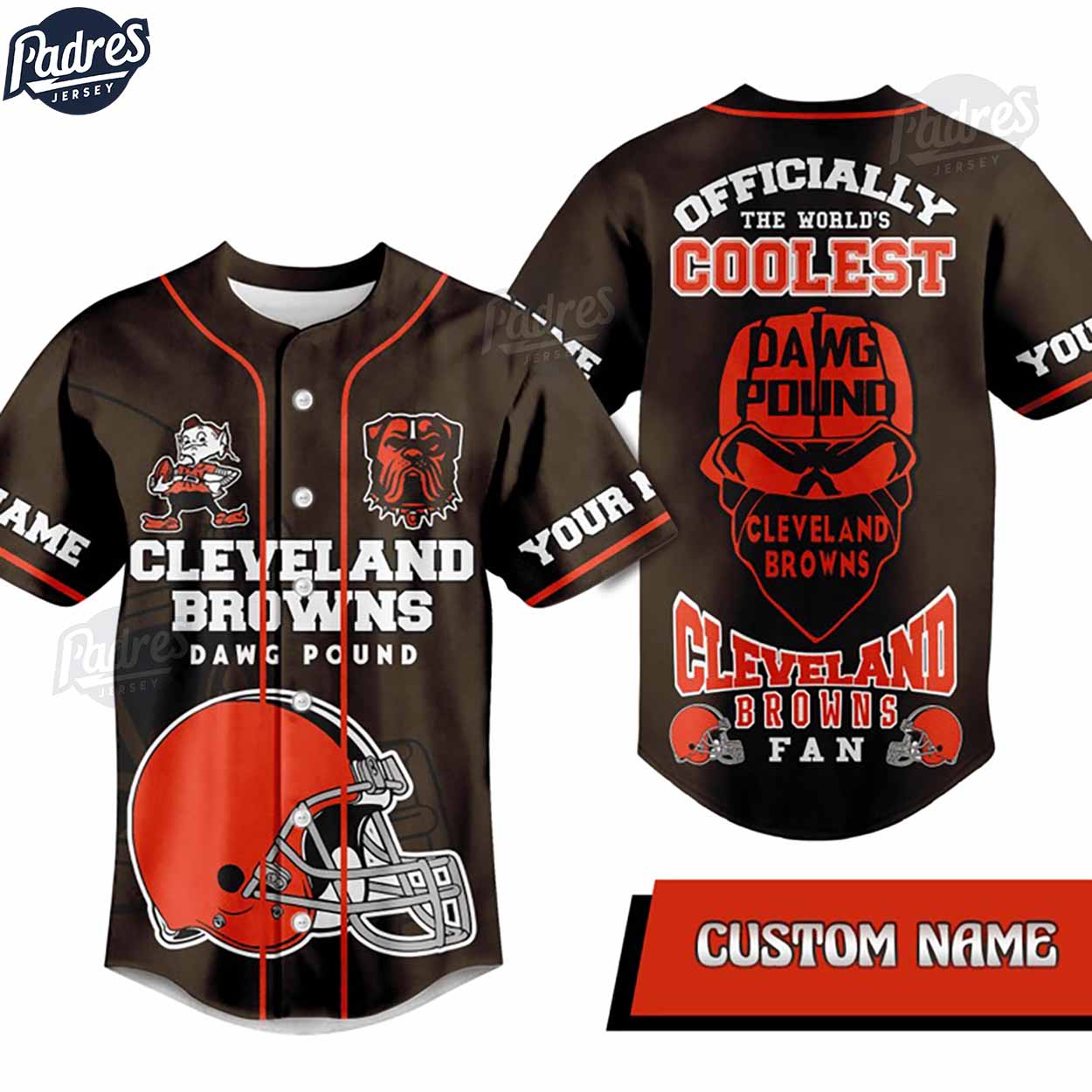 Custom Name Cleveland Browns Fan Baseball Jersey - Padres Jersey Oasis: Elevate Your Baseball Style Game... (Image 1)