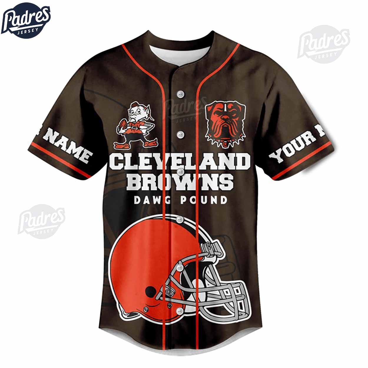 Custom Name Cleveland Browns Fan Baseball Jersey - Padres Jersey Oasis: Elevate Your Baseball Style Game... (Image 2)
