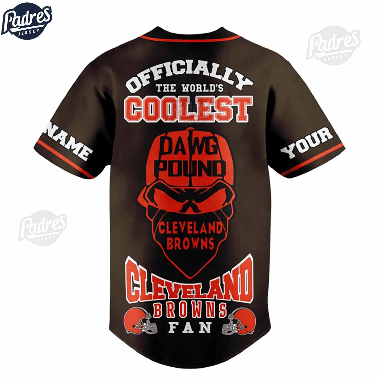 Custom Name Cleveland Browns Fan Baseball Jersey - Padres Jersey Oasis: Elevate Your Baseball Style Game... (Image 3)