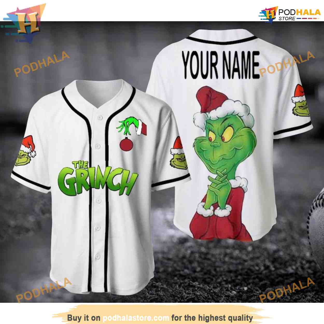 Custom Name Grinch Face Christmas Baseball Jersey, Grinch Stole Christmas Gift