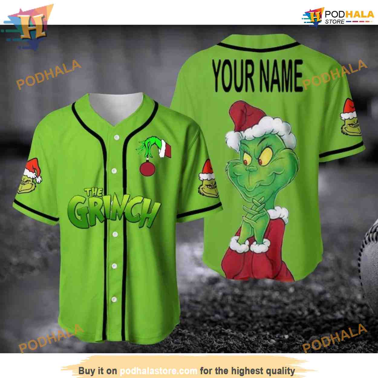 Custom Name The Grinch Jersey Baseball Jersey, Grinch Face Xmas Baseball Outfit, Christmas Gift