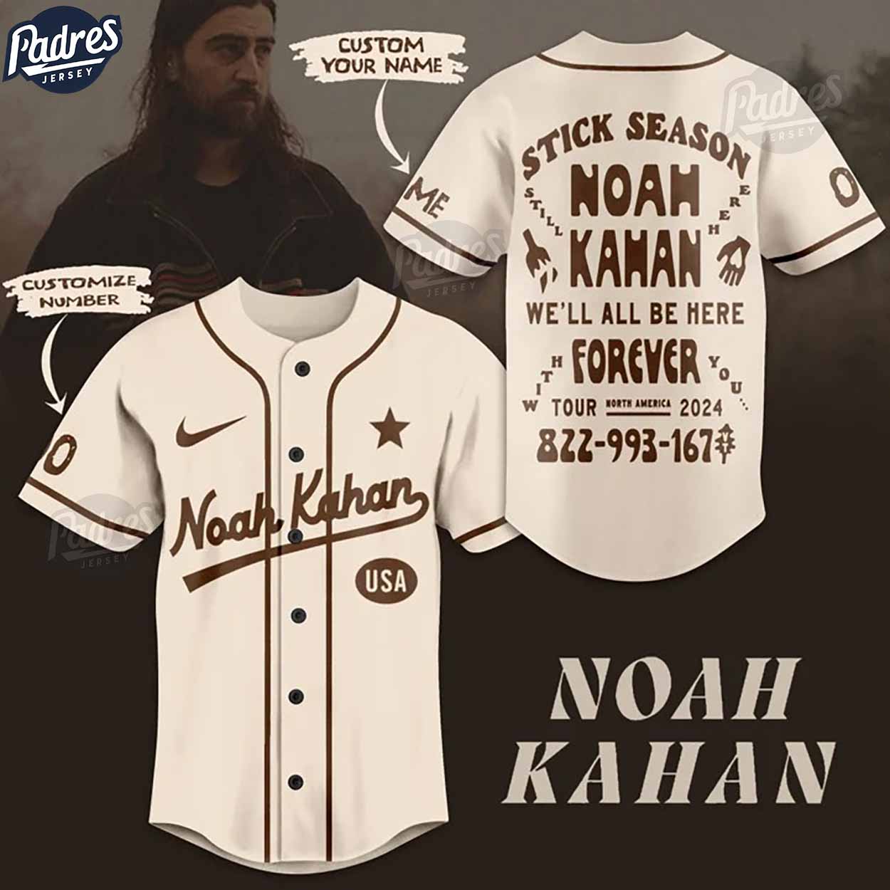 Custom Noah Kahan USA Baseball Jersey - Padres Jersey Oasis: Elevate Your Baseball Style Game T-Shirts, Hoodie,... (Image 1)