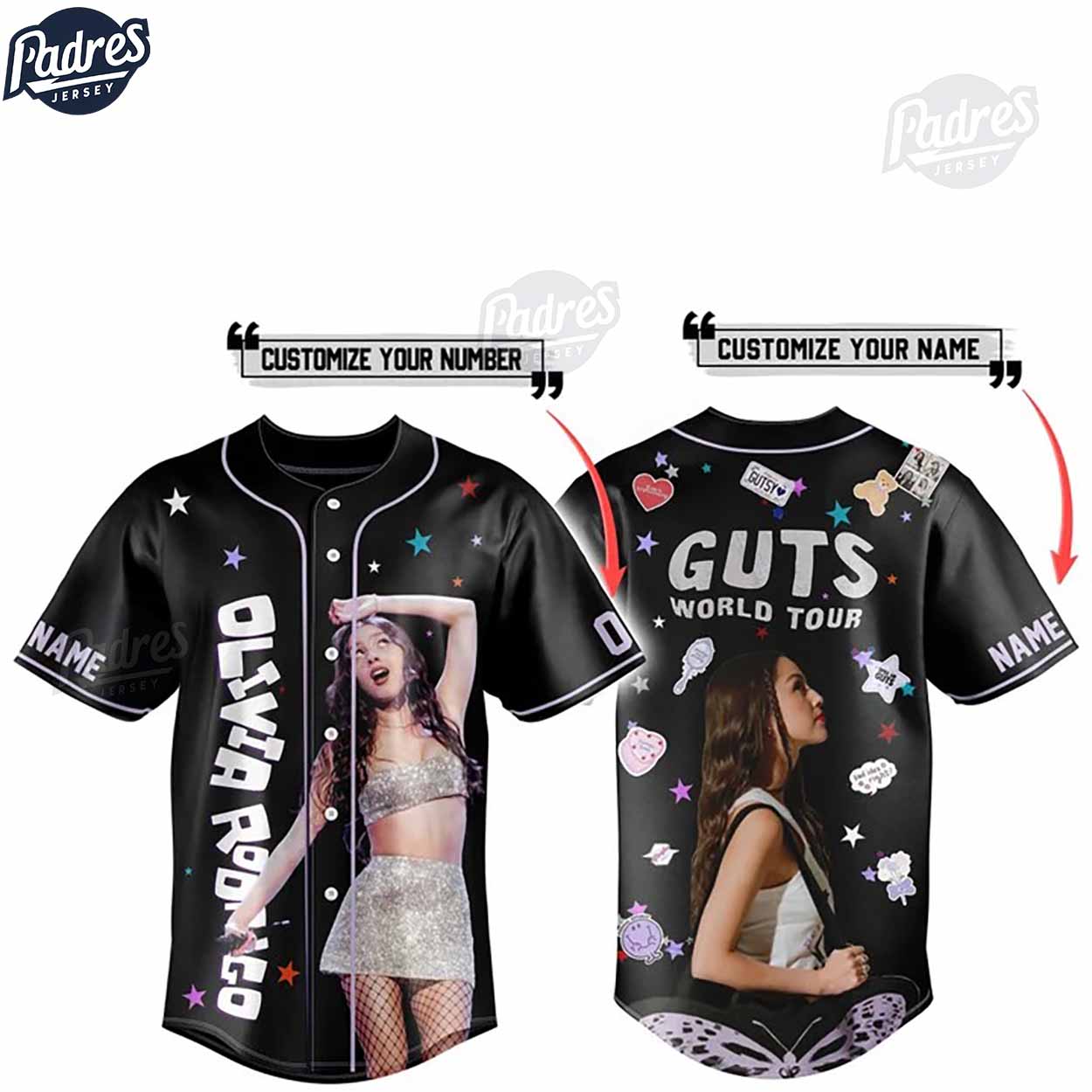 Custom Olivia Rodrigo Baseball Jersey for Fans - Padres Jersey Oasis: Elevate Your Baseball Style Game... (Image 1)