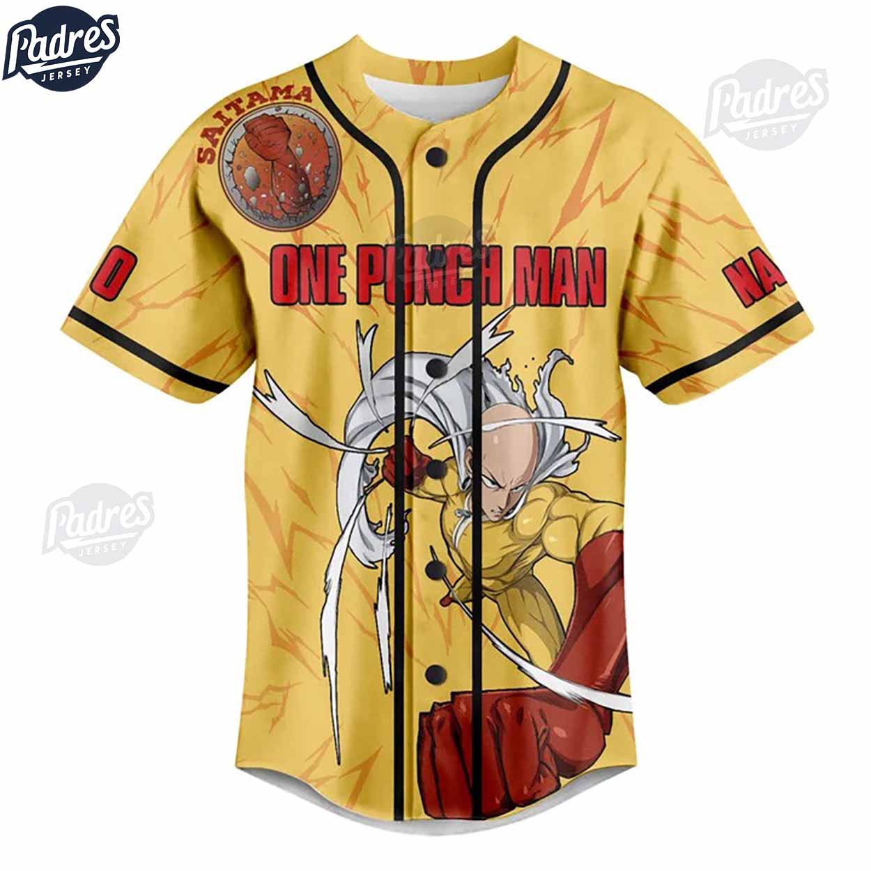 Custom One Punch Man Saitama Baseball Jersey - Padres Jersey Oasis: Elevate Your Baseball Style Game T-Shirts,... (Image 2)