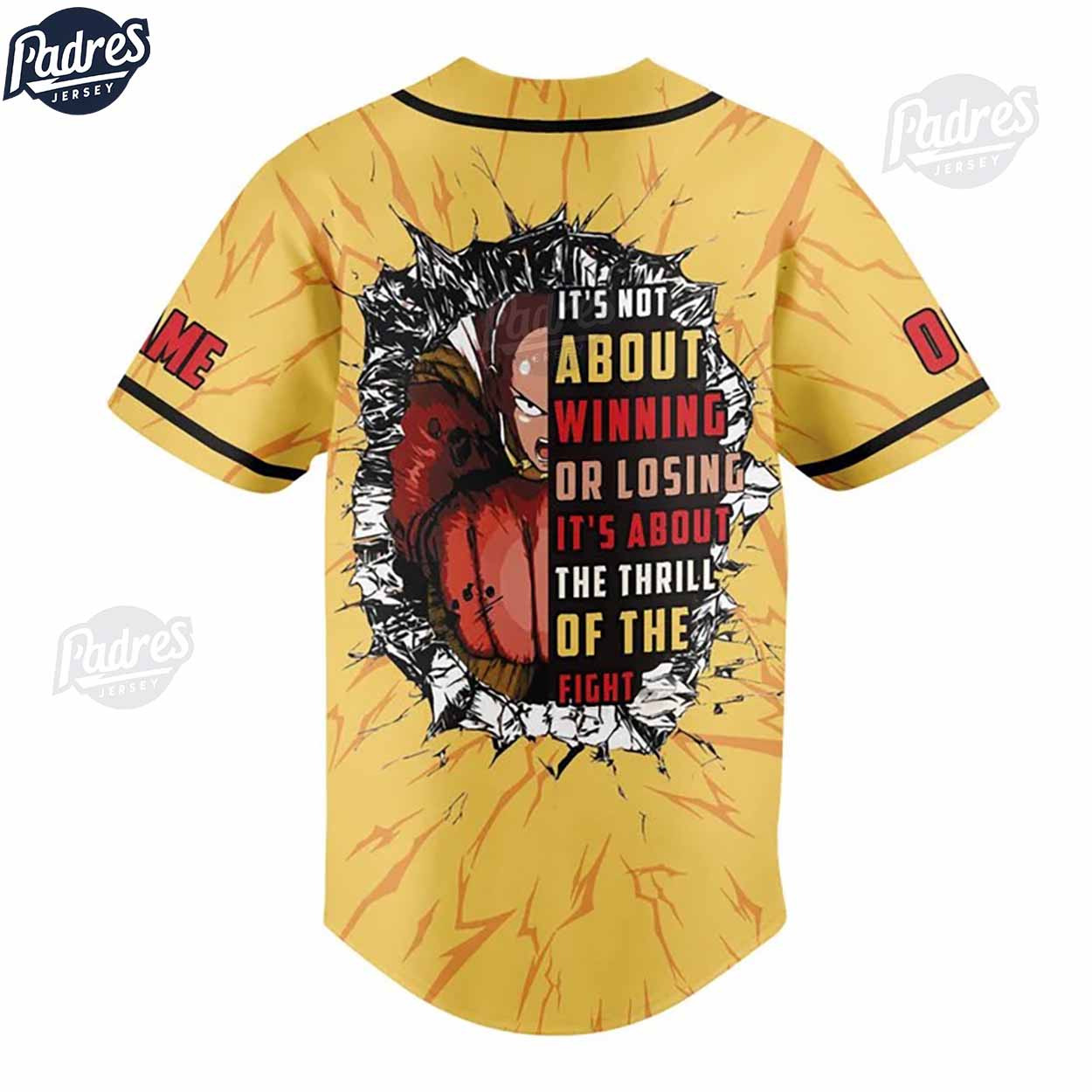 Custom One Punch Man Saitama Baseball Jersey - Padres Jersey Oasis: Elevate Your Baseball Style Game T-Shirts,... (Image 3)