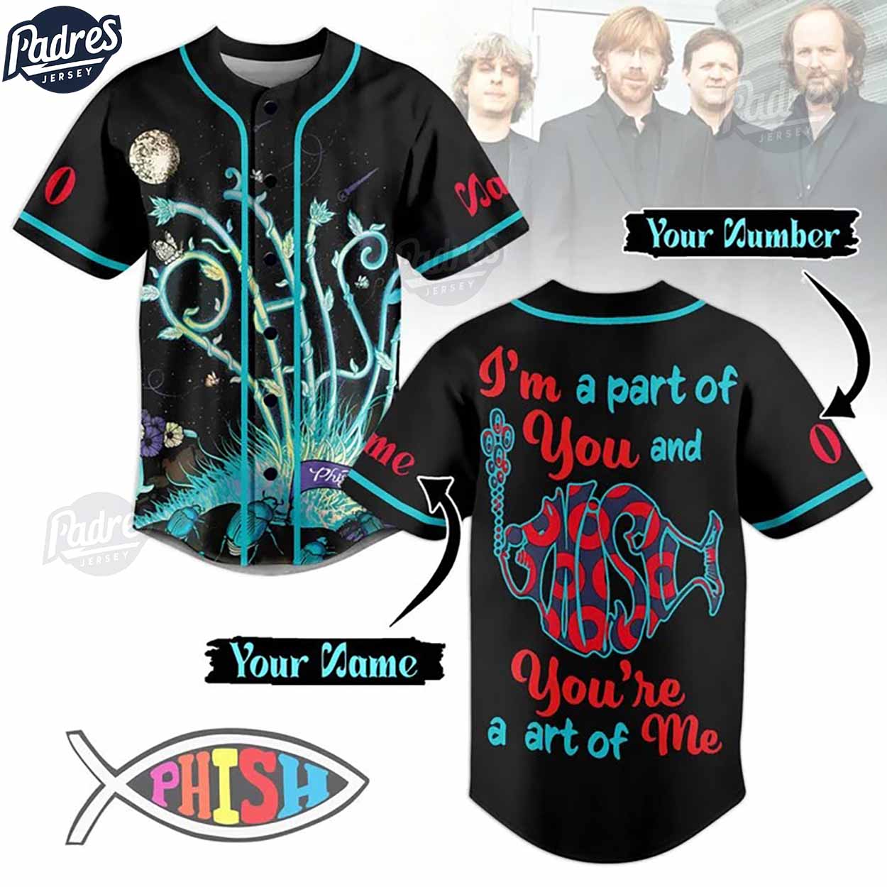Custom Phish Baseball Jersey Gifts - Padres Jersey Oasis: Elevate Your Baseball Style Game T-Shirts, Hoodie,... (Image 1)