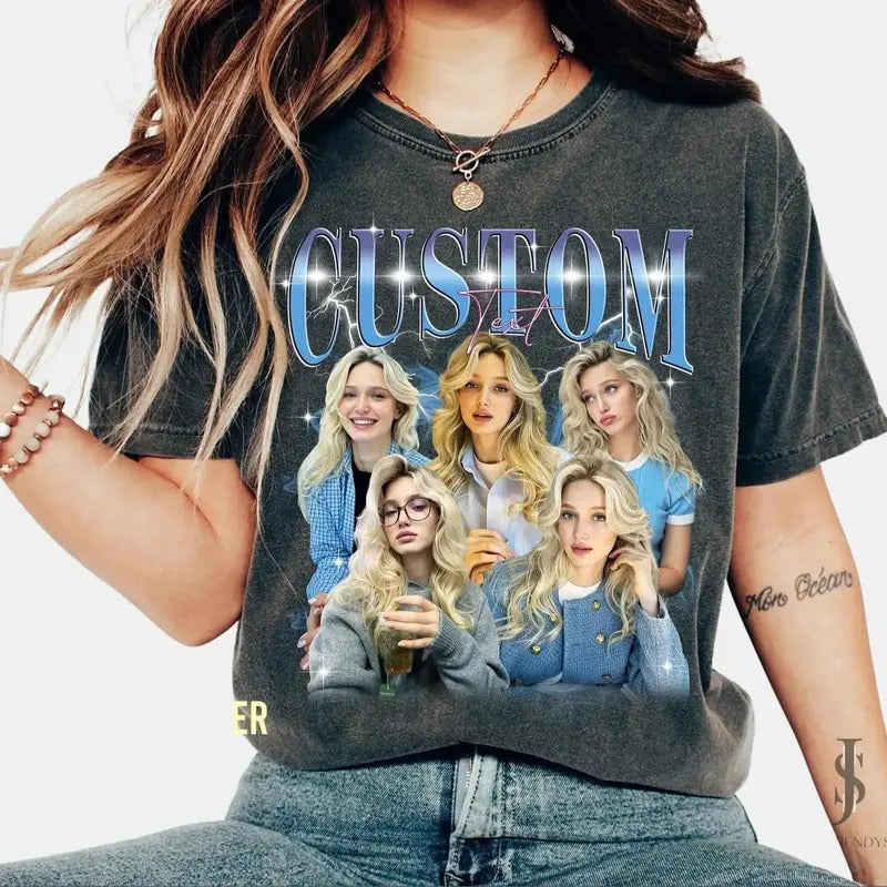 Custom Photo Bootleg Girlfriend 6 Face Valentine T-Shirt, Shirt with Face on It for Boyfriend Valentine Gift, Pictures...