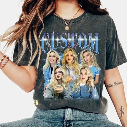 Custom Photo Bootleg Girlfriend 6 Face Valentine T-Shirt, Shirt with Face on It for Boyfriend Valentine Gift, Pictures...
