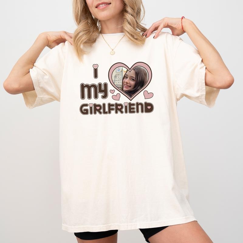 Custom Photo I Love My Girlfriend Shirt Comfort Color, I Love My Boyfriend Tee, I Heart My Wife Top, Valentine's Day...