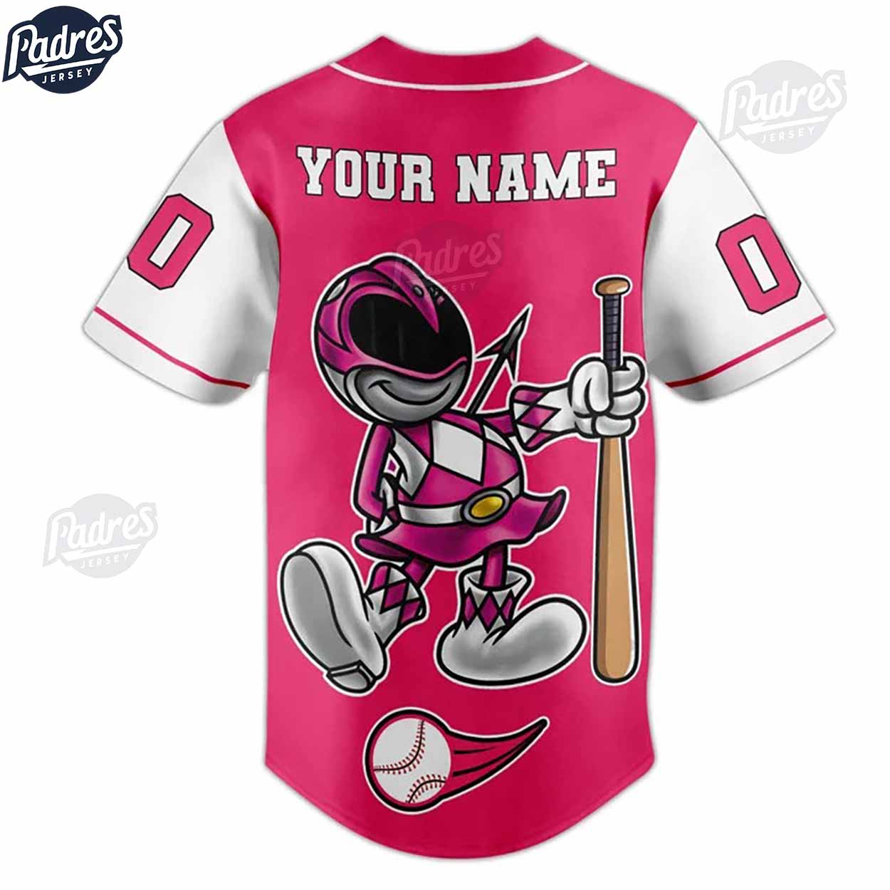 Custom Power Rangers Pink Ranger Baseball Jersey - Padres Jersey Oasis: Elevate Your Baseball Style Game... (Image 3)