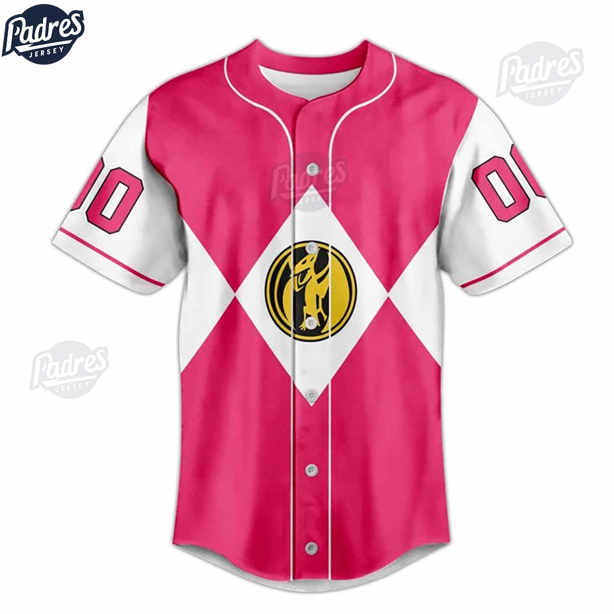 Custom Power Rangers Pink Ranger Baseball Jersey - Padres Jersey Oasis: Elevate Your Baseball Style Game... (Image 4)
