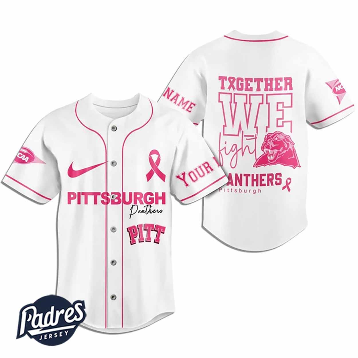 Custom Pittsburgh Panthers Breast Cancer Baseball Jersey - Padres Jersey Oasis: Elevate Your Baseball Style... (Image 2)