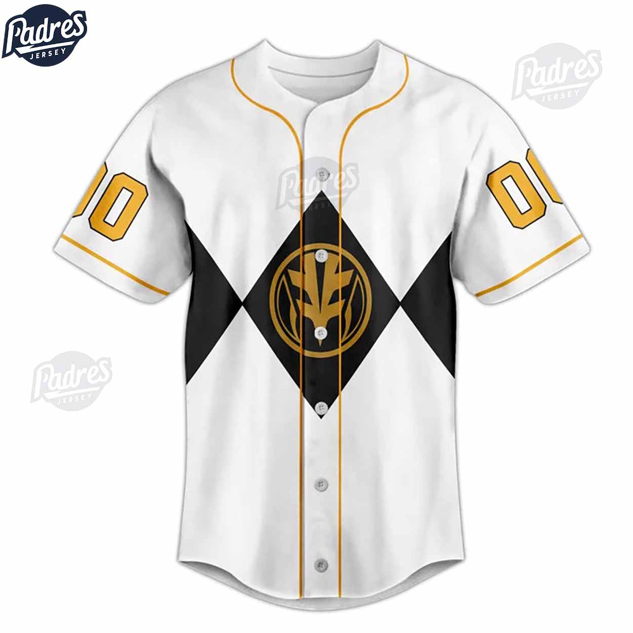 Custom Power Rangers White Ranger Baseball Jersey - Padres Jersey Oasis: Elevate Your Baseball Style Game... (Image 2)