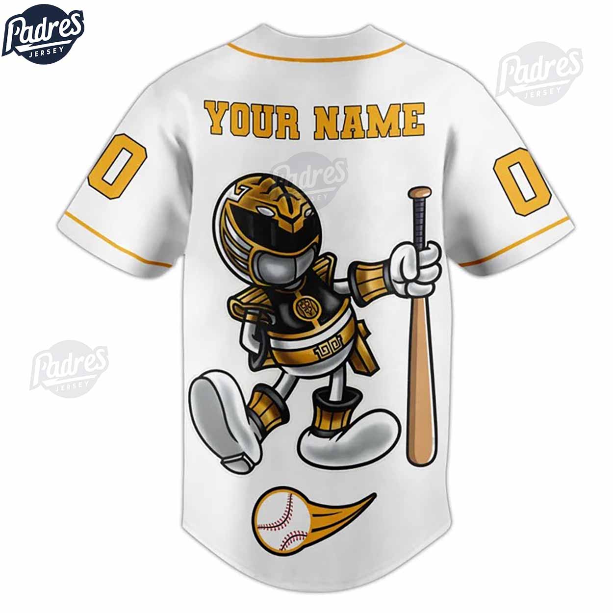Custom Power Rangers White Ranger Baseball Jersey - Padres Jersey Oasis: Elevate Your Baseball Style Game... (Image 4)