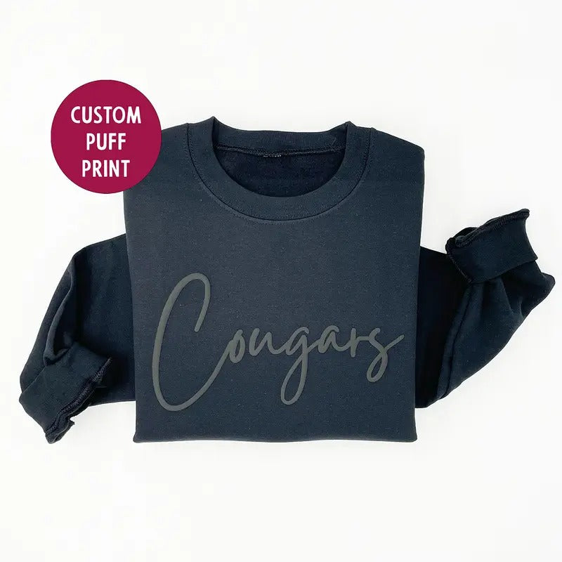 Custom Puff Print Team Name Crewneck Sweatshirt, Hoodie, T-shirt, Embossed Sweatshirt | WearSparks.com