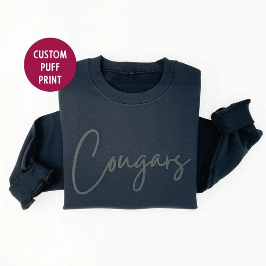 Custom Puff Print Team Name Crewneck Sweatshirt, Hoodie, T-shirt, Embossed Sweatshirt | WearSparks.com