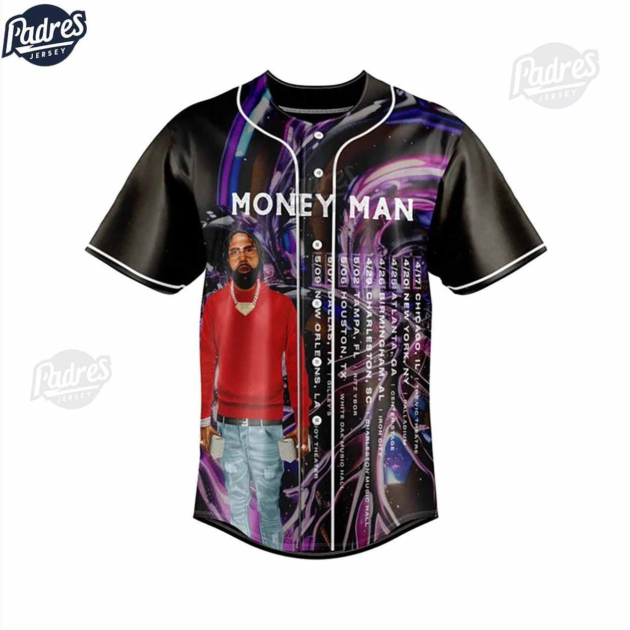 Custom Rapper Money Man Baseball Jersey - Padres Jersey Oasis: Elevate Your Baseball Style Game T-Shirts,... (Image 2)