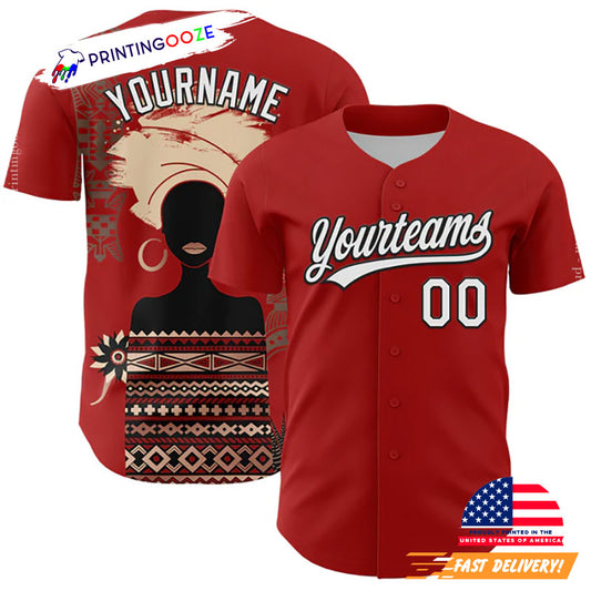 Custom Red White-Black Black History Month Baseball Jersey