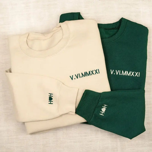 Custom Roman Numeral sweatshirts Perfect Gift for Couples Anniversary and birthdays Cotton Fabric T-Shirts, Hoodie