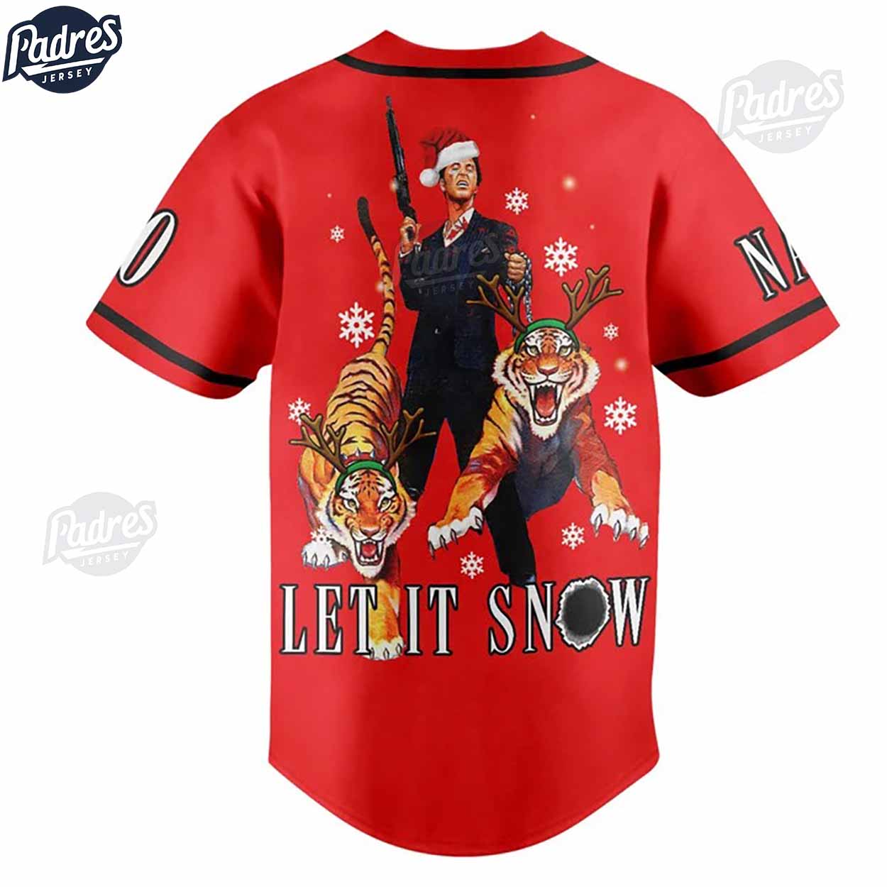 Custom Scarlet Let It Snow Christmas Baseball Jersey - Padres Jersey Oasis: Elevate Your Baseball Style Game... (Image 2)