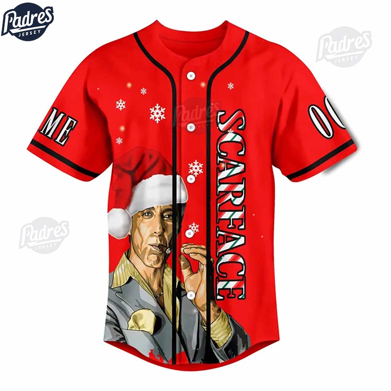 Custom Scarlet Let It Snow Christmas Baseball Jersey - Padres Jersey Oasis: Elevate Your Baseball Style Game... (Image 3)