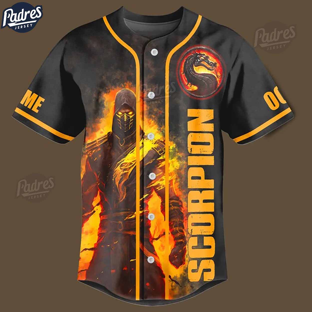 Custom Scorpion Get Over Here Mortal Kombat Baseball Jersey - Padres Jersey Oasis: Elevate Your Baseball Style... (Image 3)