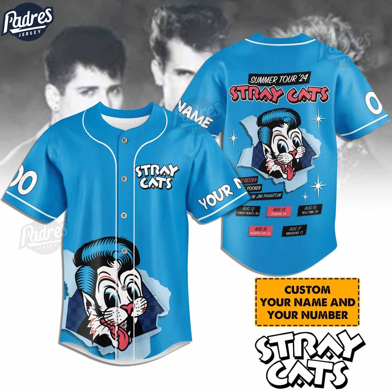 Custom Stray Cats Summer Tour 2024 Baseball Jersey - Padres Jersey Oasis: Elevate Your Baseball Style Game... (Image 1)