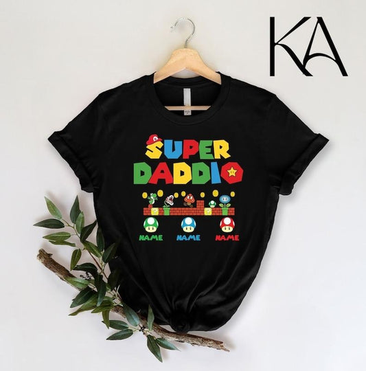 Custom Super Daddio Shirt, Personalized Kids Name Dad Shirt, Daddy Shirt, Father's Day Shirt, Gift for Dad, Super Dad...