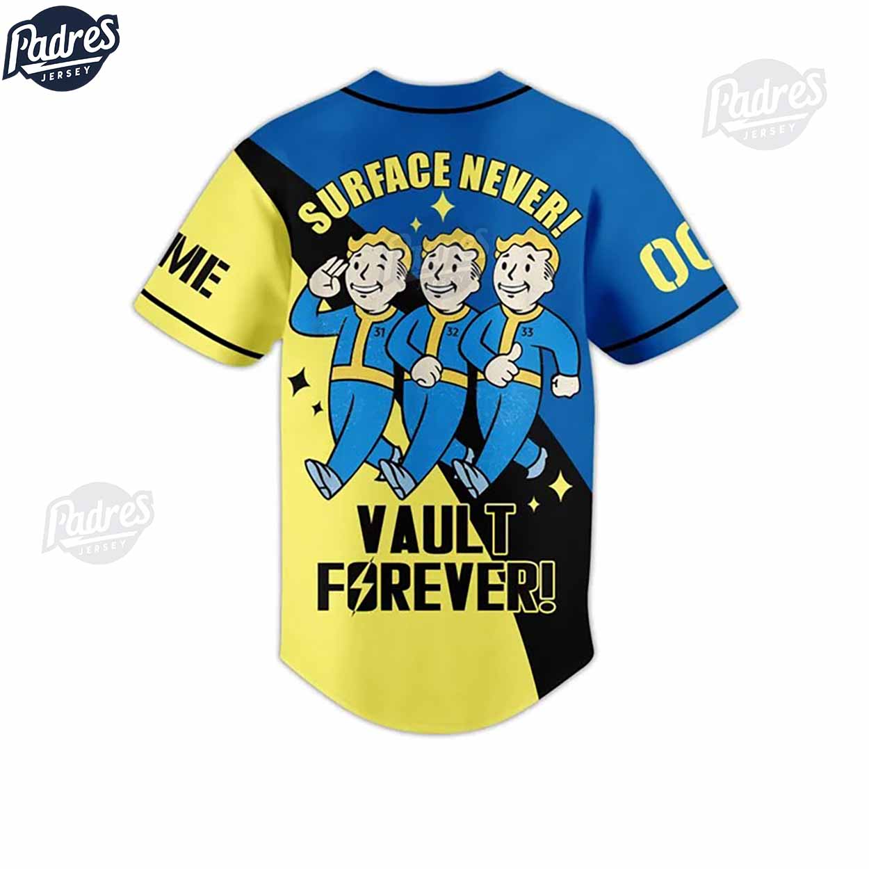 Custom Surface Never Fallout Vault Forever Baseball Jersey Style - Padres Jersey Oasis: Elevate Your Baseball... (Image 3)