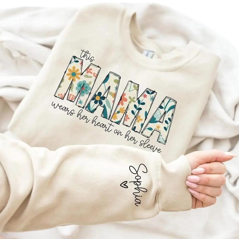 Custom Sweatshirt for Nana, Christmas Gift for Nana, I Wear My Heart On My Sleeve, Nana Sweatshirt with Grandkids Name on...