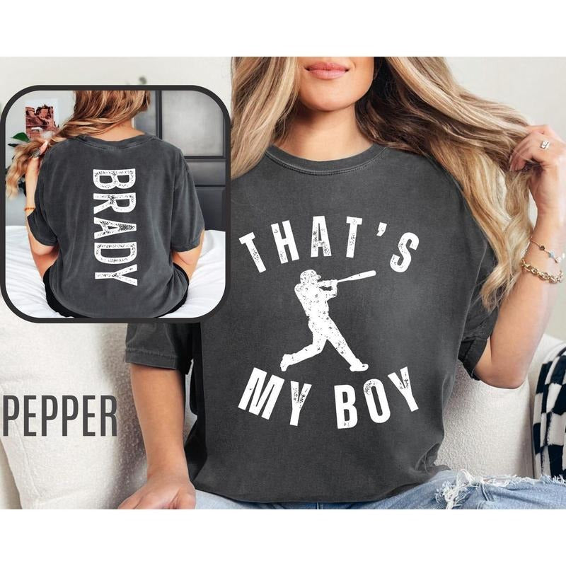 Custom That's My Boy Baseball Mom Shirt, Personalized Gift for Mom Dad, Cute Baseball Mom Sweatshirt, Baseball Mom Shirt...