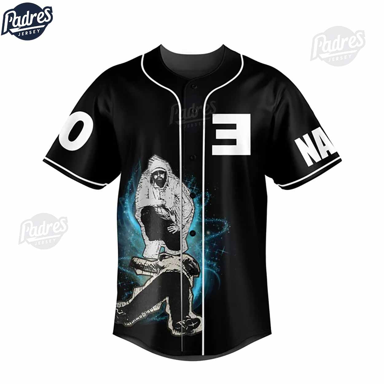 Custom The Death Of Slim Shady Eminem Black Baseball Jersey Style - Padres Jersey Oasis: Elevate Your Baseball... (Image 2)