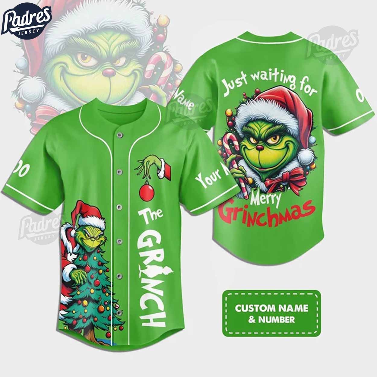 Custom The Grinch Baseball Jersey Outfit - Padres Jersey Oasis: Elevate Your Baseball Style Game T-Shirts,... (Image 2)