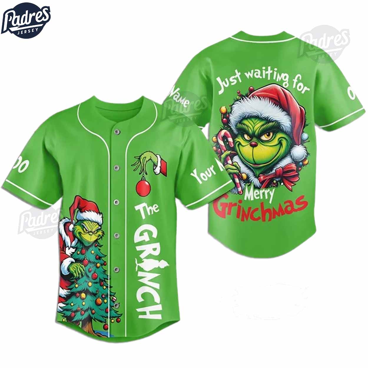 Custom The Grinch Baseball Jersey Outfit - Padres Jersey Oasis: Elevate Your Baseball Style Game T-Shirts,... (Image 3)